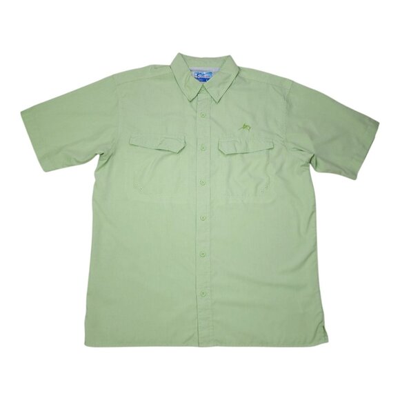 World Wide Sportsman Short Sleeve Fishing Shirt Mens L Bright Green Mesh Lined - Picture 2 of 9